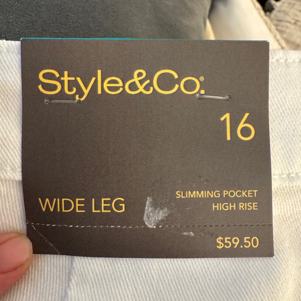 Style & Co. Wide Leg Jeans in White